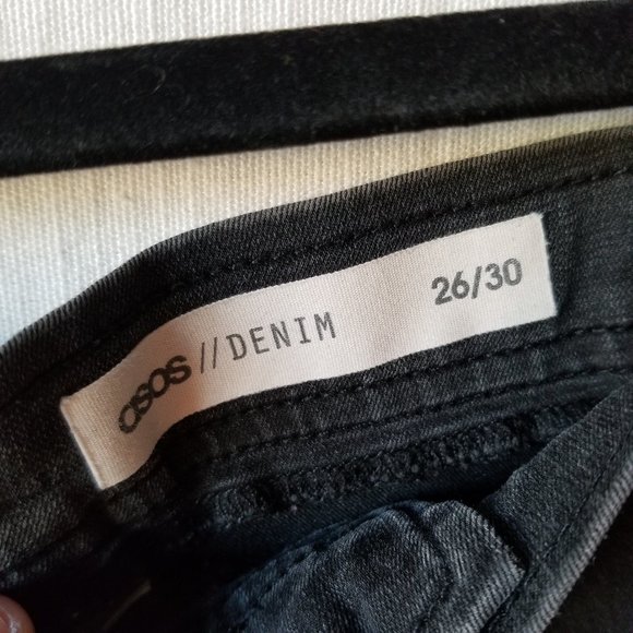 ASOS Black Jeans Distressed Knee Holes Womens Size 26X30 - Picture 6 of 10